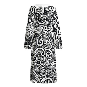 Graffiti Surfing Pattern Print Hooded Bathrobe