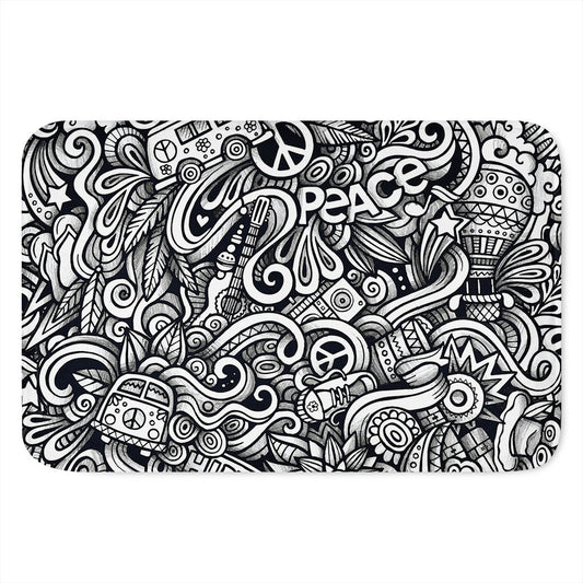 Graffiti Surfing Pattern Print Indoor Door Mat