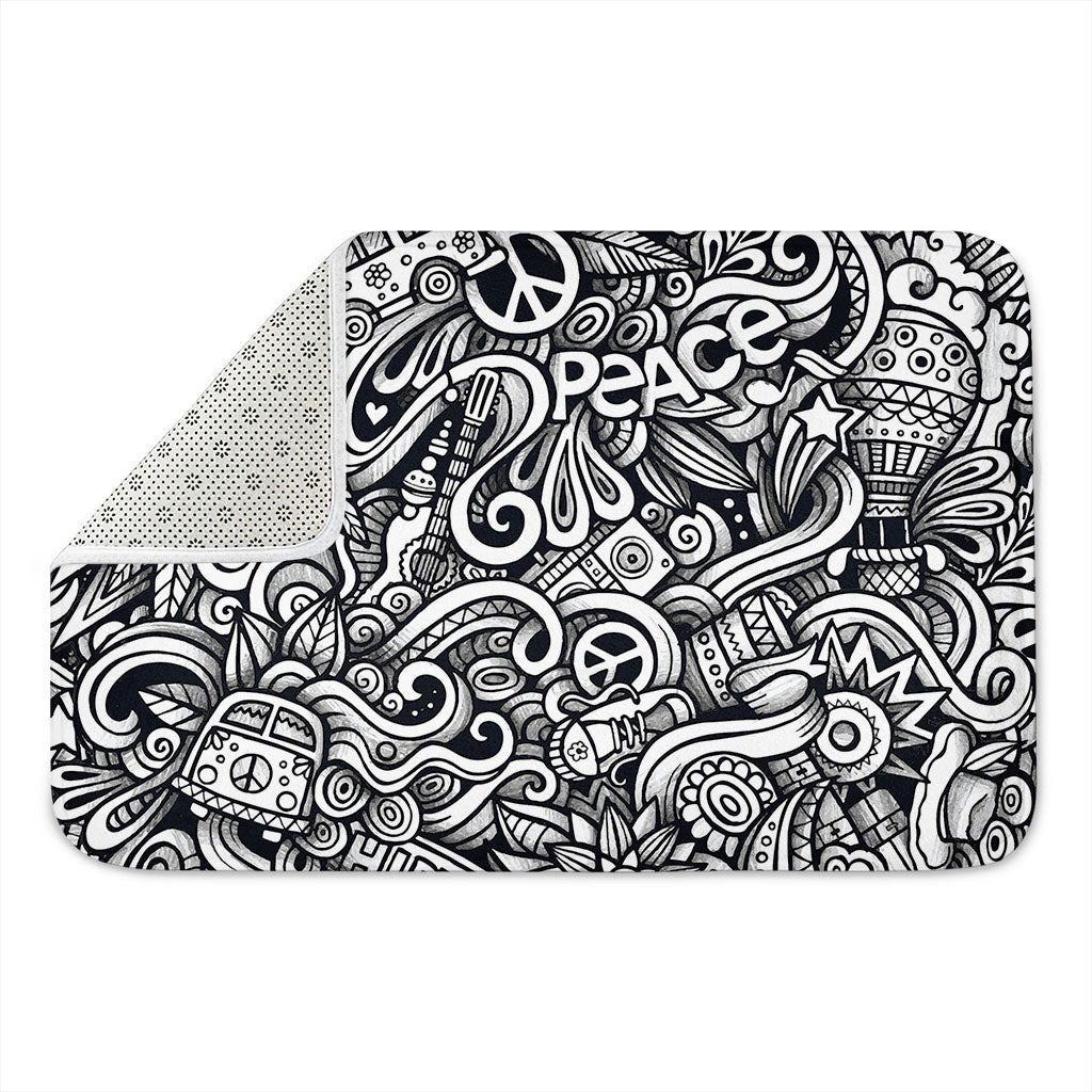Graffiti Surfing Pattern Print Indoor Door Mat