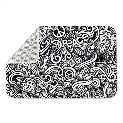 Graffiti Surfing Pattern Print Indoor Door Mat