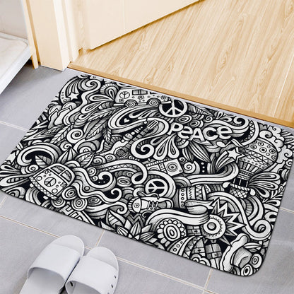 Graffiti Surfing Pattern Print Indoor Door Mat