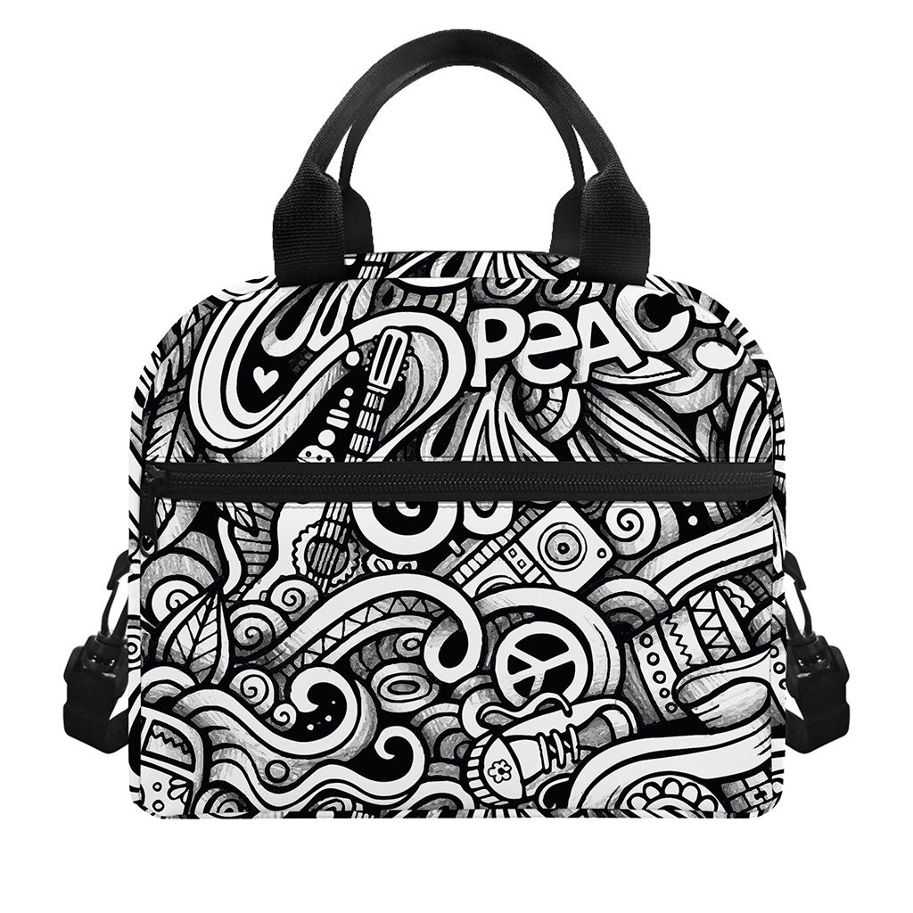 Graffiti Surfing Pattern Print Insulated Lunch Bag