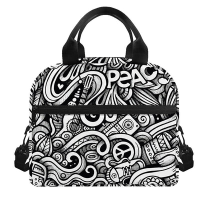 Graffiti Surfing Pattern Print Insulated Lunch Bag