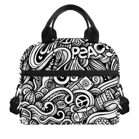 Graffiti Surfing Pattern Print Insulated Lunch Bag
