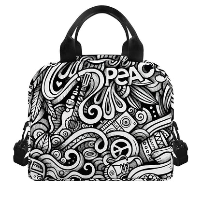 Graffiti Surfing Pattern Print Insulated Lunch Bag