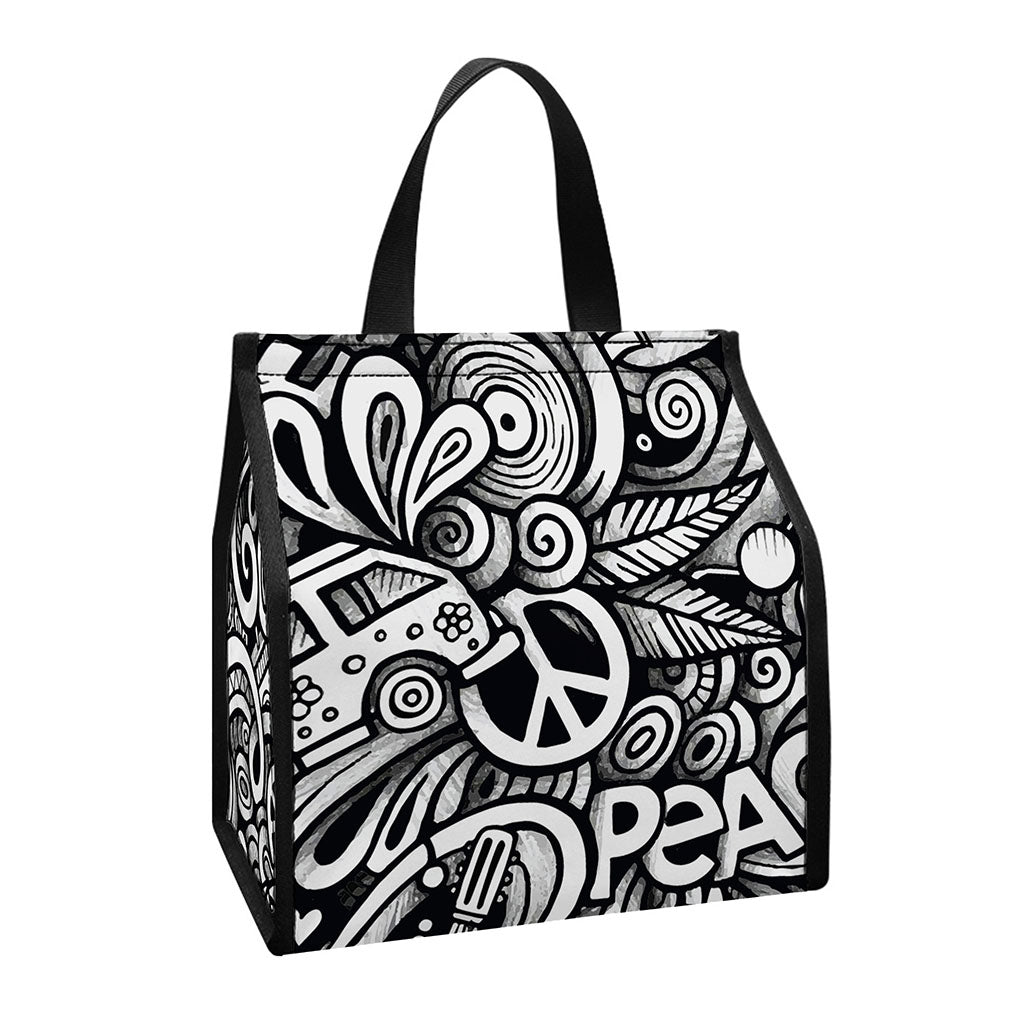 Graffiti Surfing Pattern Print Insulated Lunch Tote
