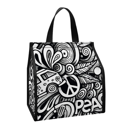 Graffiti Surfing Pattern Print Insulated Lunch Tote