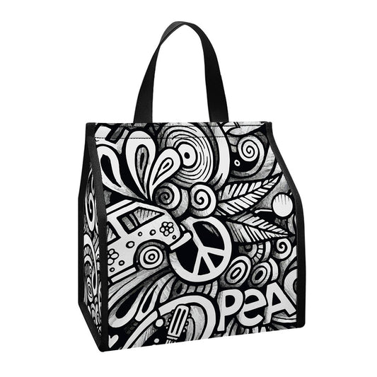 Graffiti Surfing Pattern Print Insulated Lunch Tote