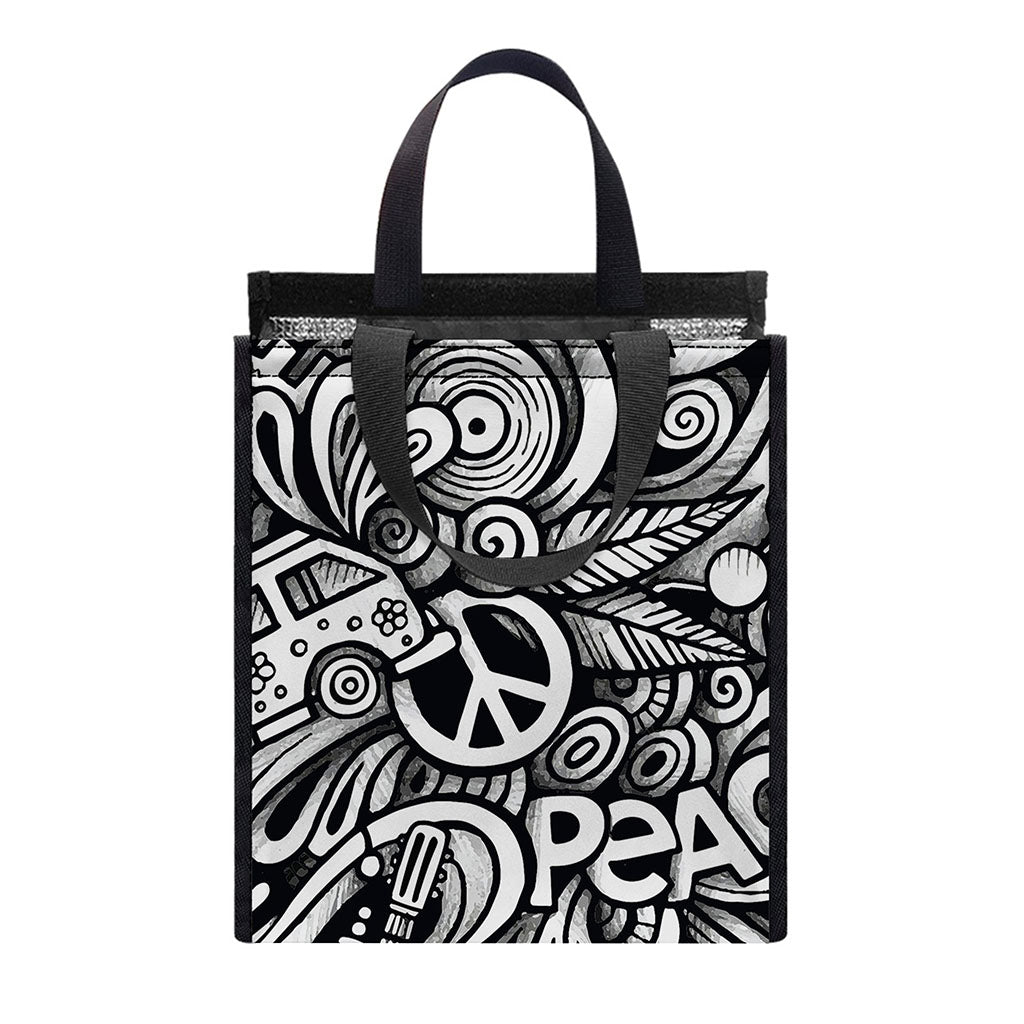 Graffiti Surfing Pattern Print Insulated Lunch Tote