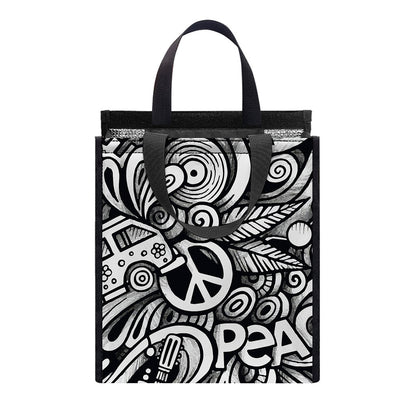 Graffiti Surfing Pattern Print Insulated Lunch Tote