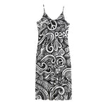 Graffiti Surfing Pattern Print Jersey Midi Cami Dress