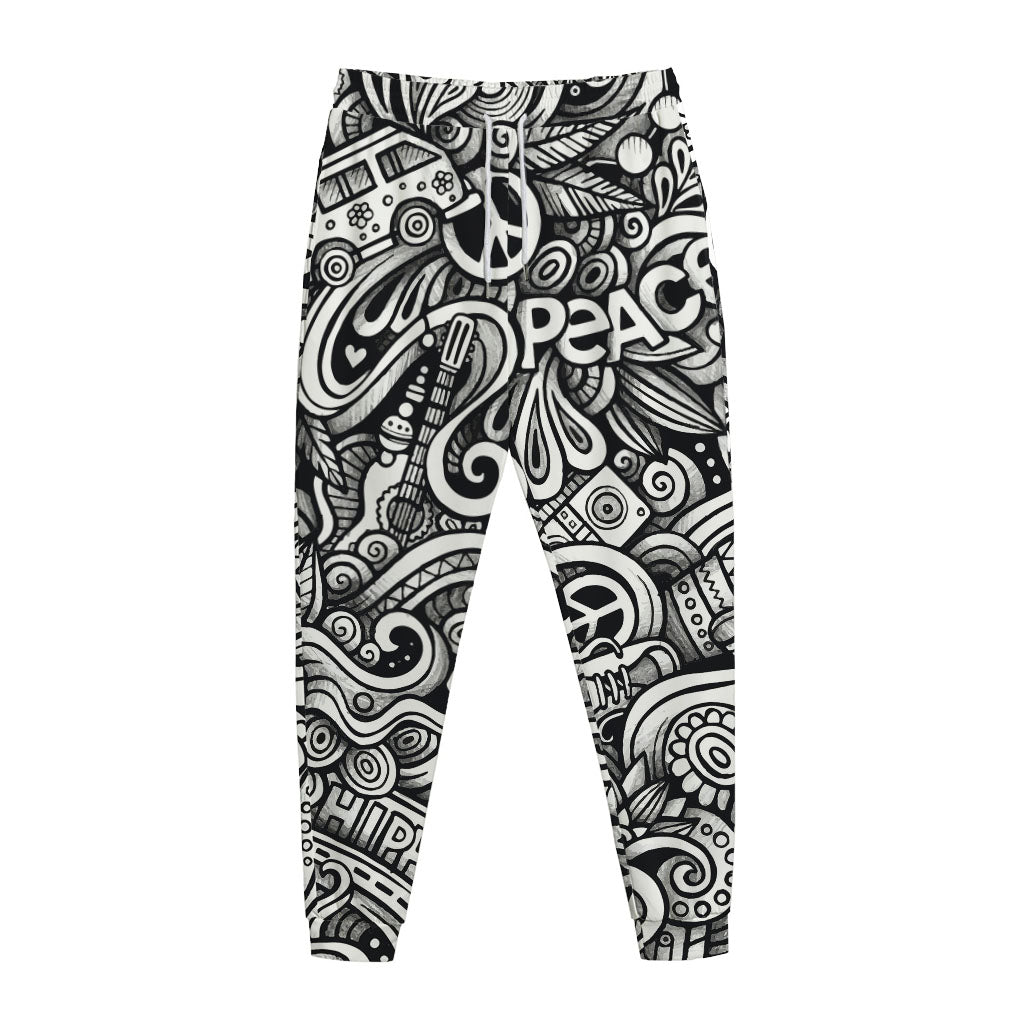 Graffiti Surfing Pattern Print Jogger Pants