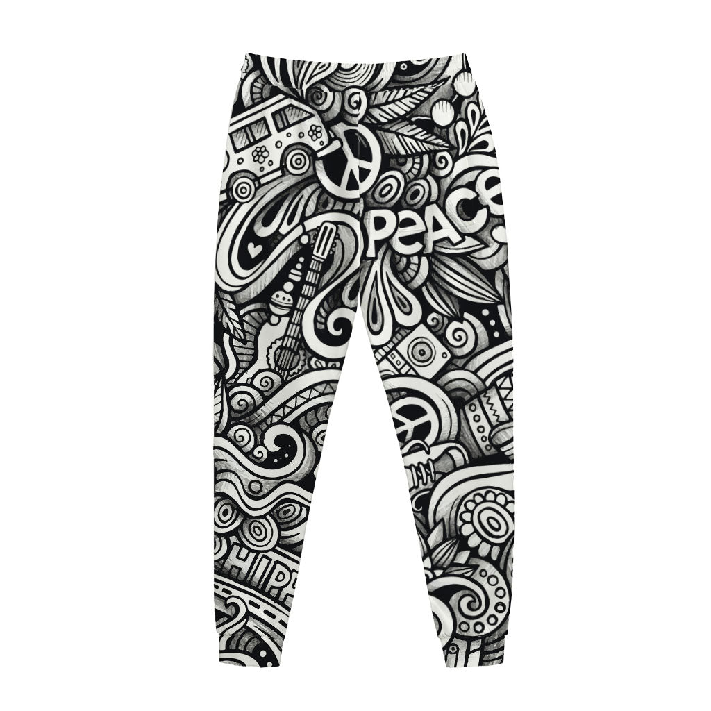 Graffiti Surfing Pattern Print Jogger Pants