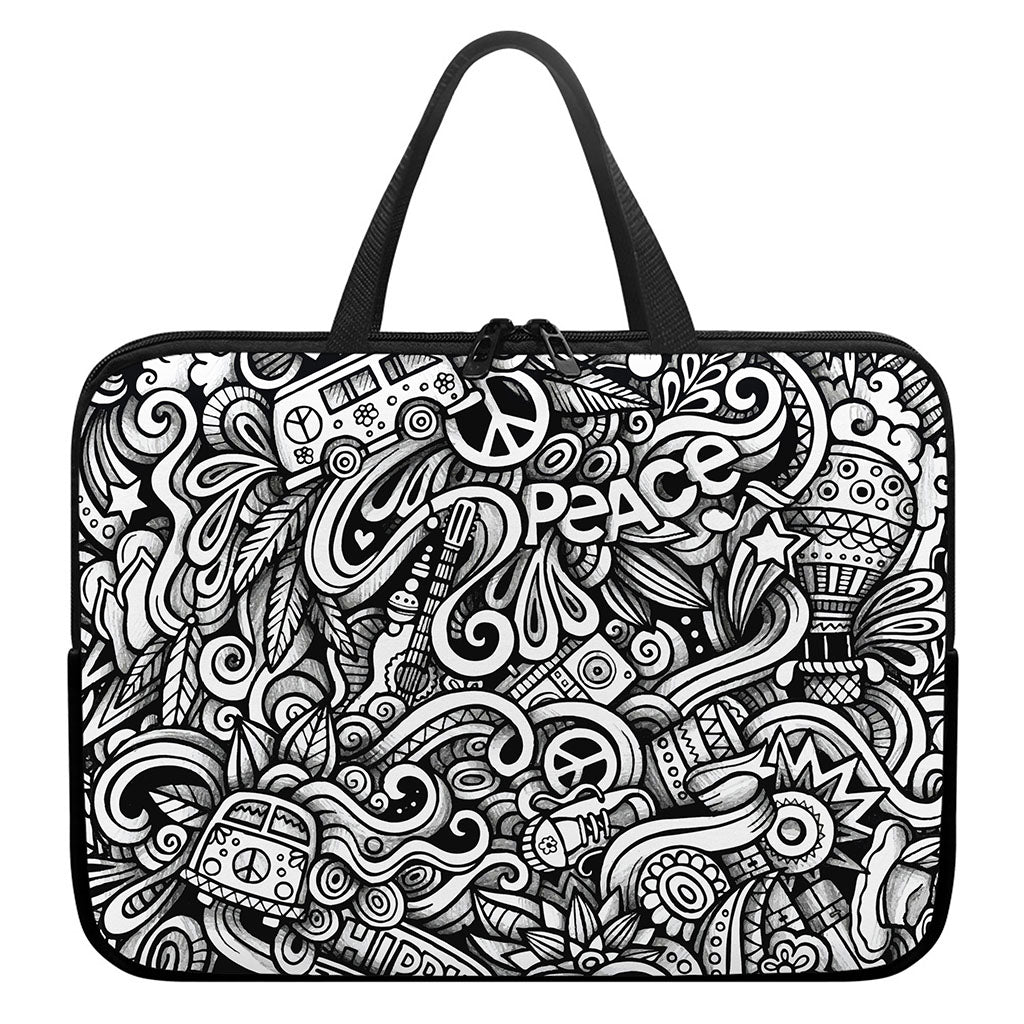 Graffiti Surfing Pattern Print Laptop Sleeve With Handle