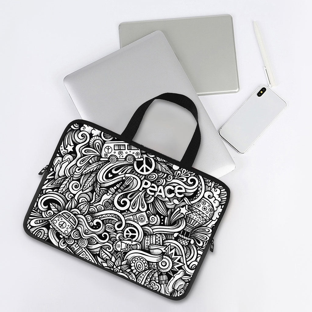 Graffiti Surfing Pattern Print Laptop Sleeve With Handle