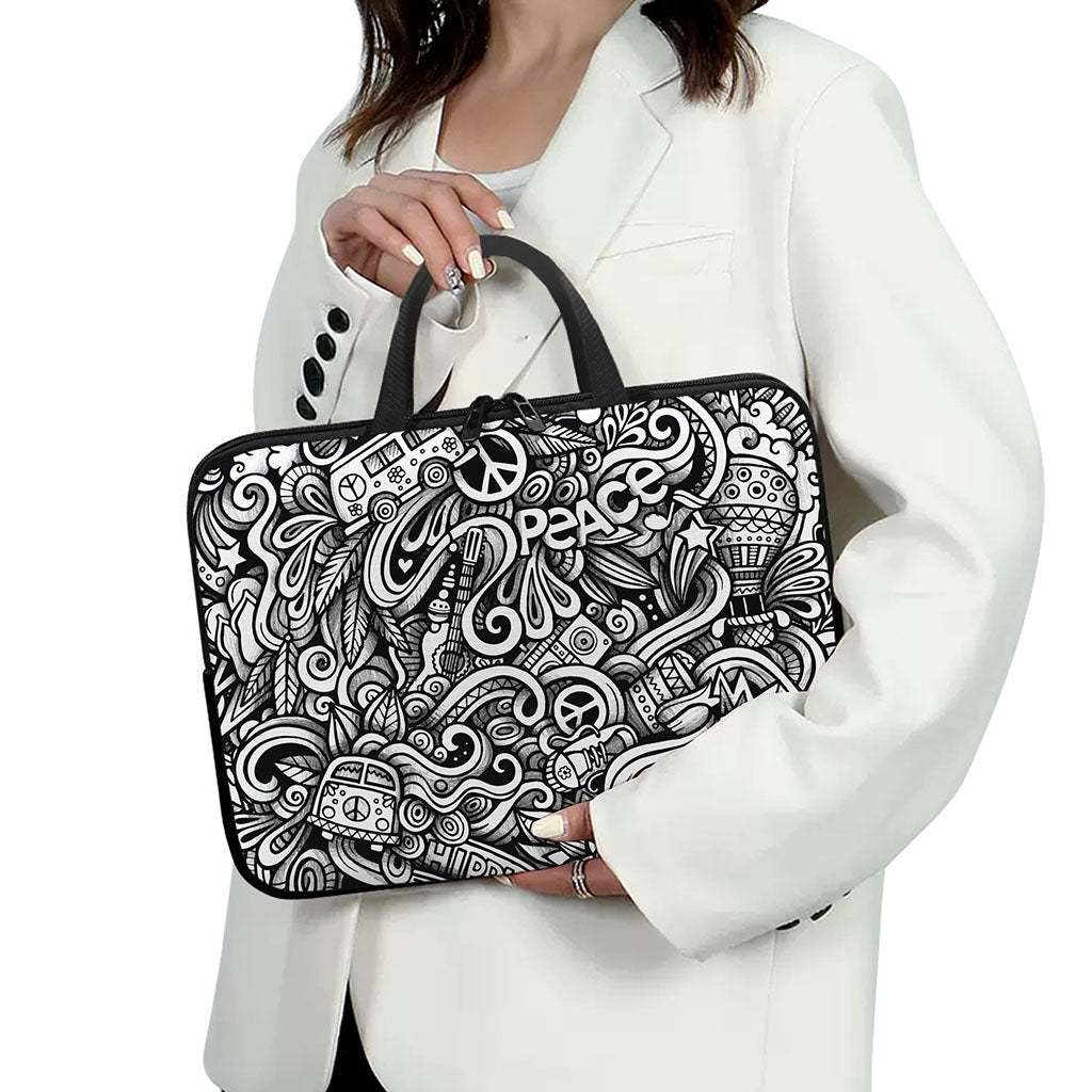 Graffiti Surfing Pattern Print Laptop Sleeve With Handle