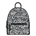 Graffiti Surfing Pattern Print Leather Backpack