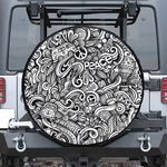 Graffiti Surfing Pattern Print Leather Spare Tire Cover