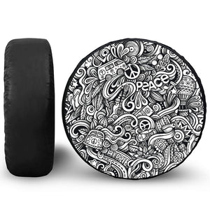 Graffiti Surfing Pattern Print Leather Spare Tire Cover