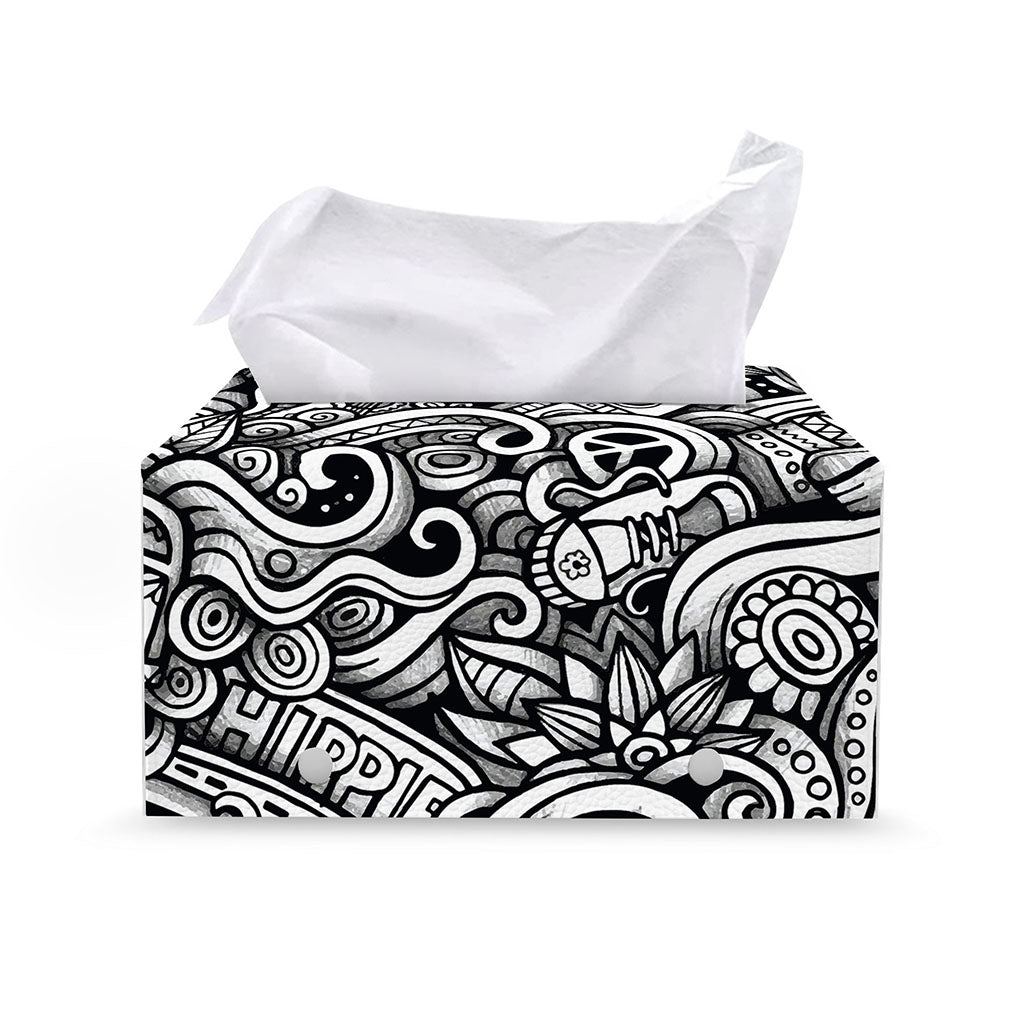 Graffiti Surfing Pattern Print Leather Tissue Box Cover