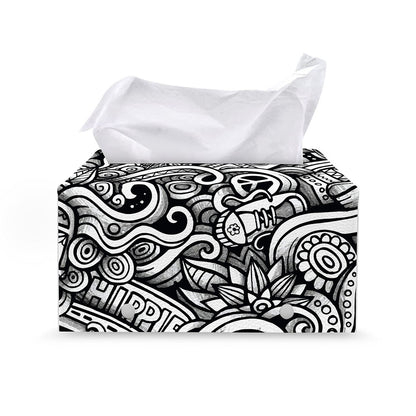 Graffiti Surfing Pattern Print Leather Tissue Box Cover