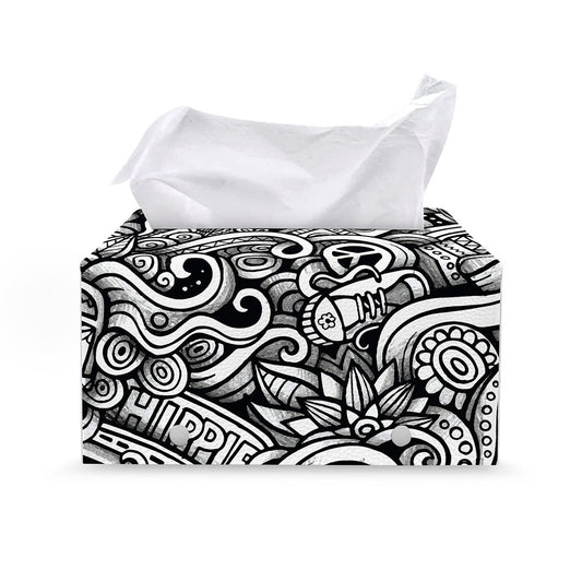 Graffiti Surfing Pattern Print Leather Tissue Box Cover