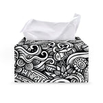 Graffiti Surfing Pattern Print Leather Tissue Box Cover
