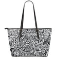 Graffiti Surfing Pattern Print Leather Tote Bag With Zipper