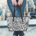 Graffiti Surfing Pattern Print Leather Tote Bag