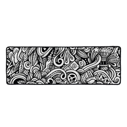Graffiti Surfing Pattern Print Long Kitchen Mat