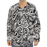 Graffiti Surfing Pattern Print Long Sleeve Baseball Jersey