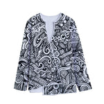 Graffiti Surfing Pattern Print Long Sleeve Short Coat