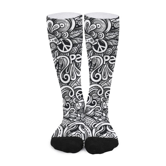 Graffiti Surfing Pattern Print Long Socks