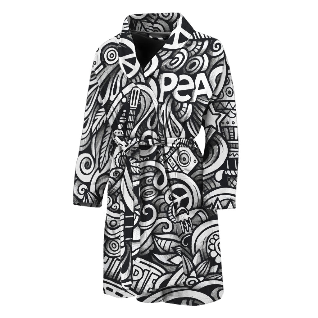 Graffiti Surfing Pattern Print Men's Bathrobe