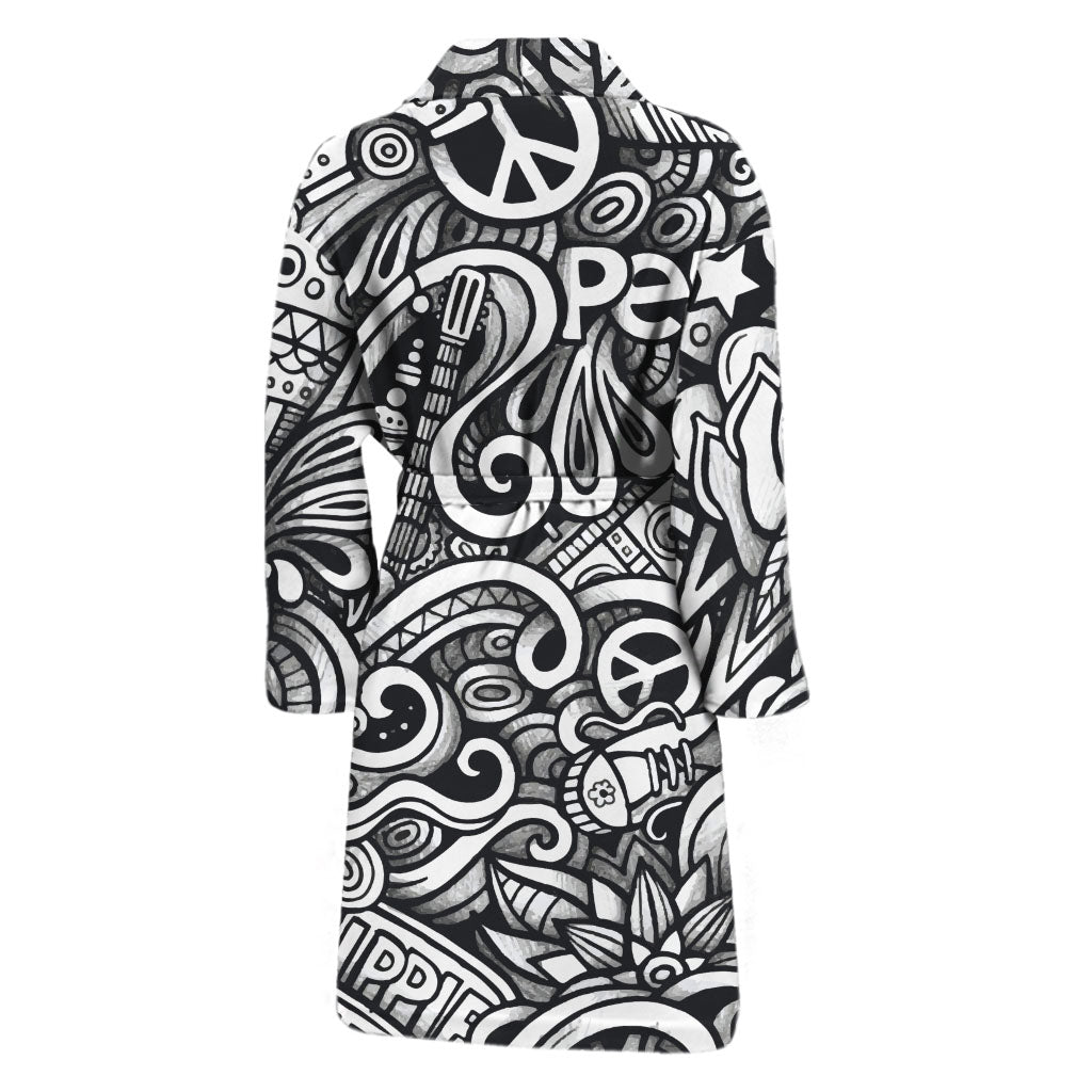 Graffiti Surfing Pattern Print Men's Bathrobe