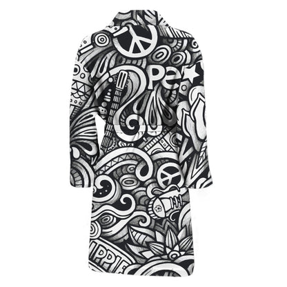 Graffiti Surfing Pattern Print Men's Bathrobe