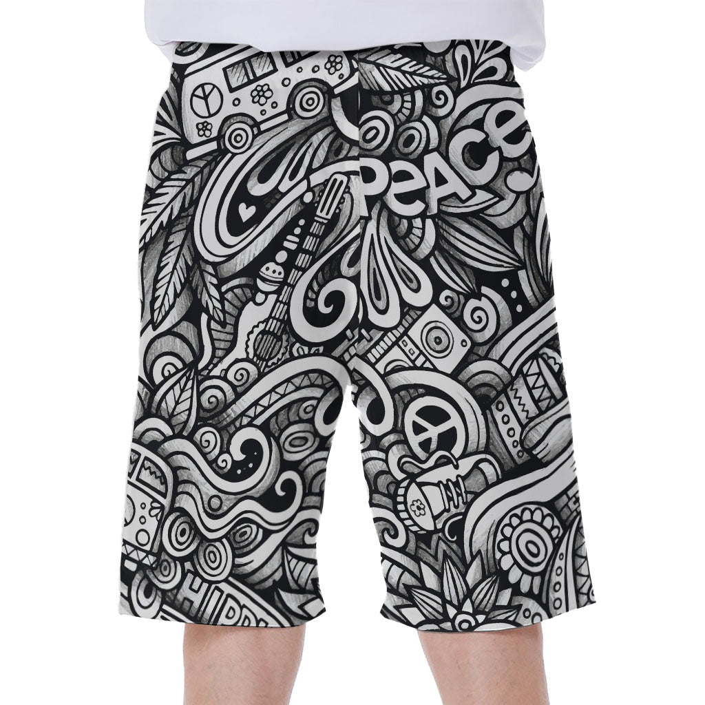 Graffiti Surfing Pattern Print Men's Beach Shorts