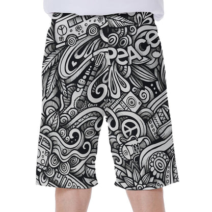 Graffiti Surfing Pattern Print Men's Beach Shorts
