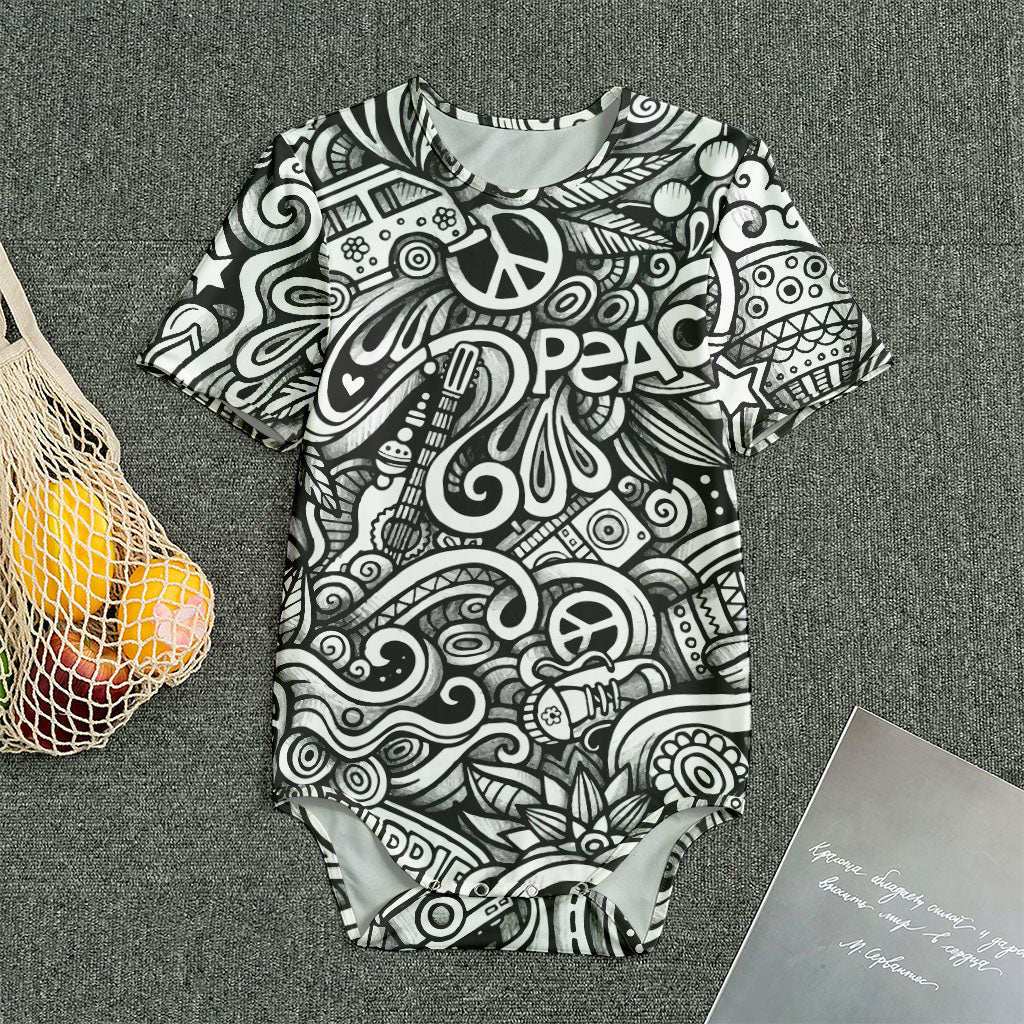 Graffiti Surfing Pattern Print Men's Bodysuit