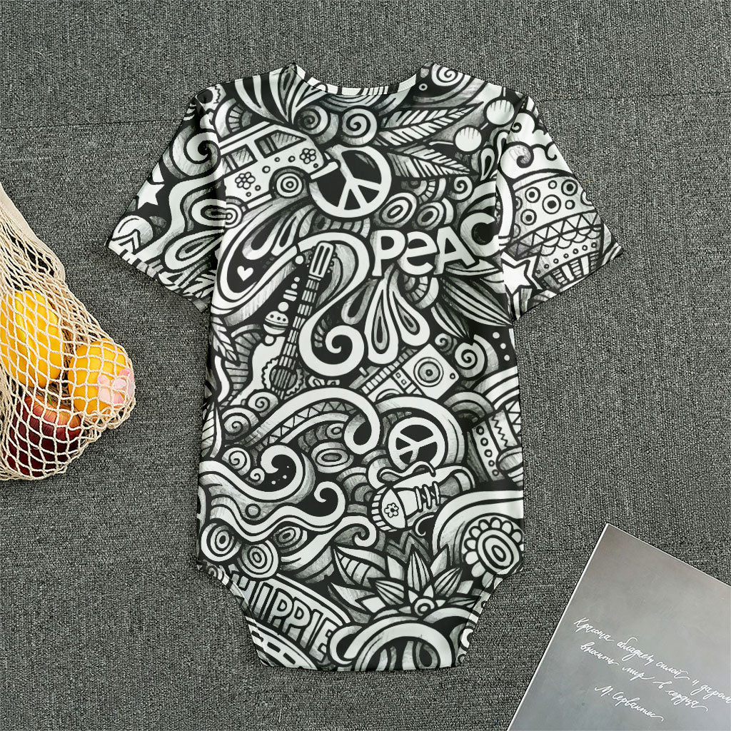 Graffiti Surfing Pattern Print Men's Bodysuit