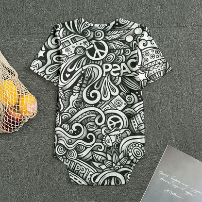 Graffiti Surfing Pattern Print Men's Bodysuit