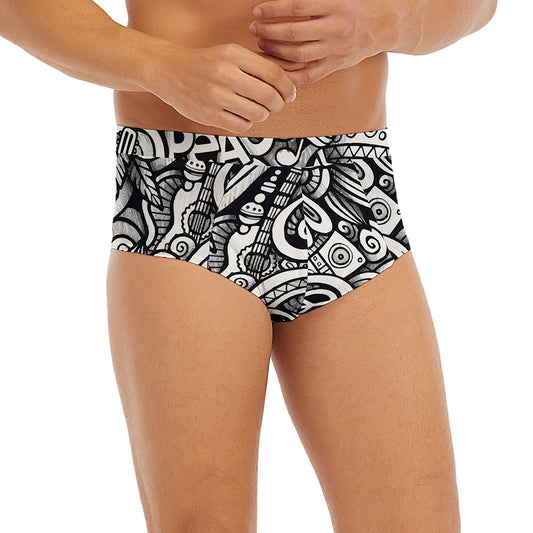 Graffiti Surfing Pattern Print Men's Briefs