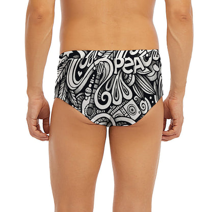 Graffiti Surfing Pattern Print Men's Briefs