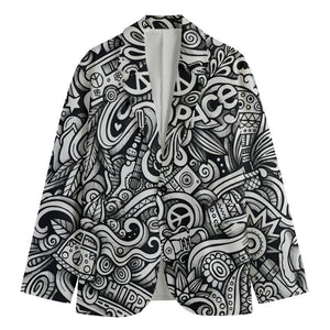 Graffiti Surfing Pattern Print Men's Cotton Blazer