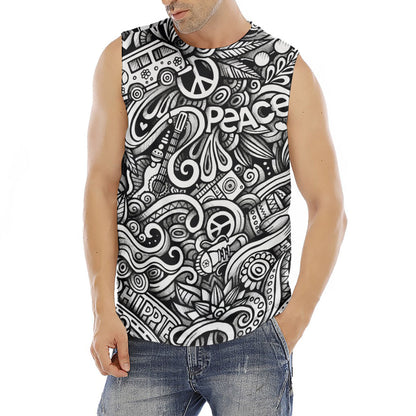 Graffiti Surfing Pattern Print Men's Fitness Tank Top