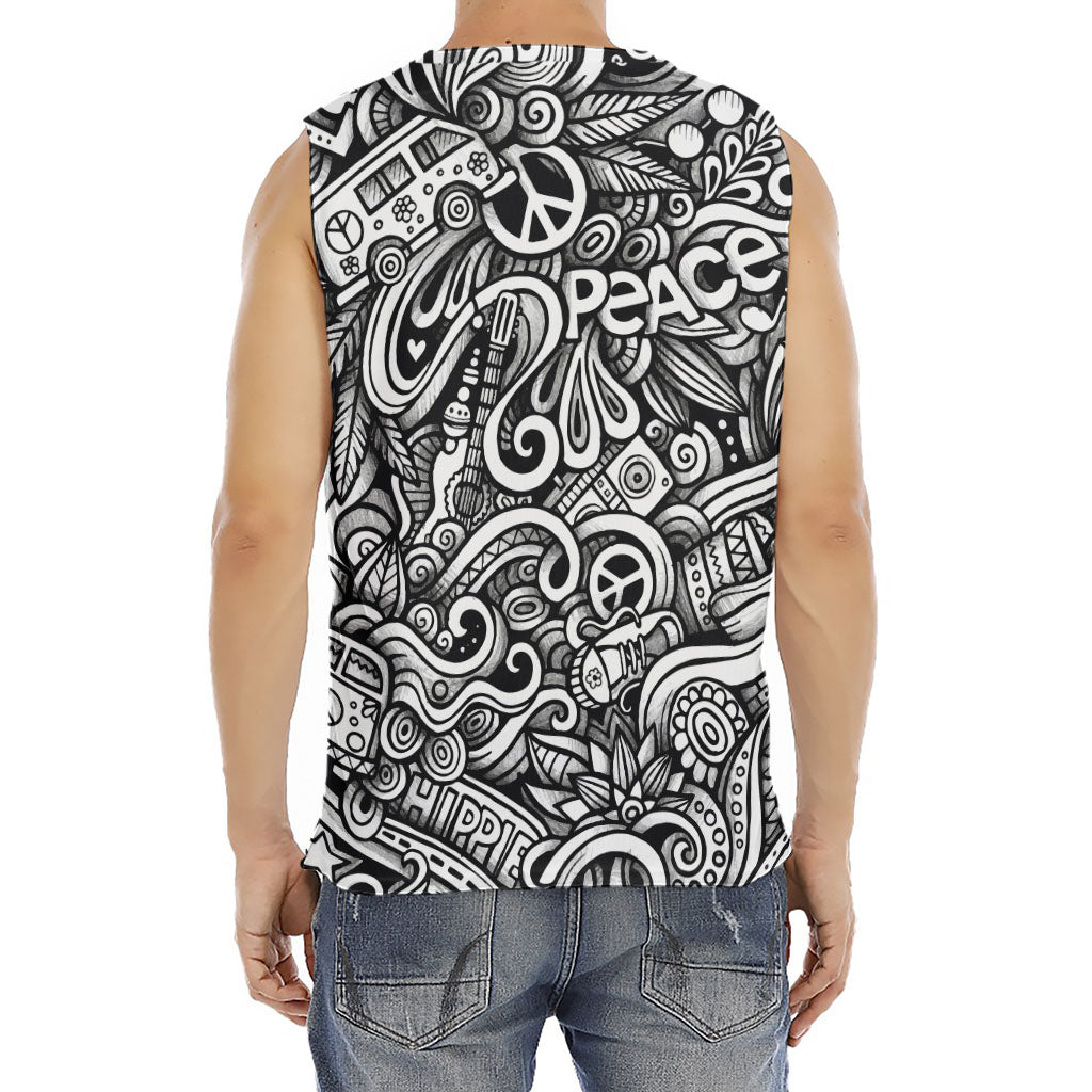 Graffiti Surfing Pattern Print Men's Fitness Tank Top
