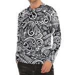 Graffiti Surfing Pattern Print Men's Long Sleeve Rash Guard
