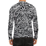 Graffiti Surfing Pattern Print Men's Long Sleeve Rash Guard