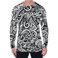 Graffiti Surfing Pattern Print Men's Long Sleeve T-Shirt