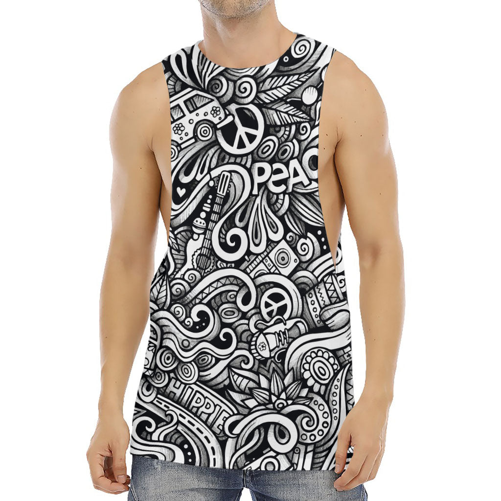 Graffiti Surfing Pattern Print Men's Muscle Tank Top